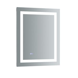 Fresca Santo 24-in Lighted Led Fog Free White Rectangular Frameless Bathroom Mirror