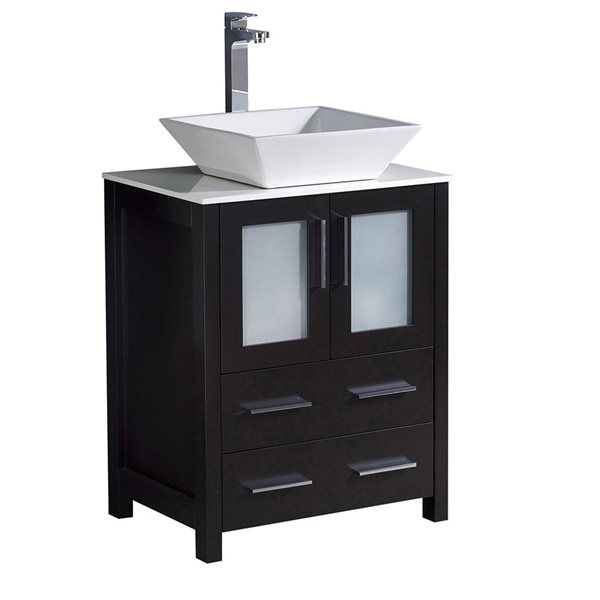 Fresca Torino 24-in Brown Single Sink Bathroom Vanity with White Engineered Stone Top