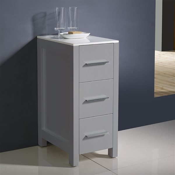 Fresca Torino 12-in x 28.13-in x 17.75-in Grey Freestanding Linen Cabinet