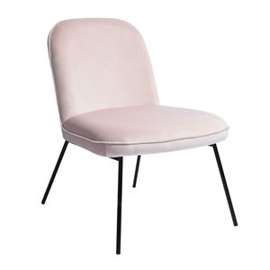 FurnitureR Set of 2 Mooney Modern Light Pink Velvet Accent Chair