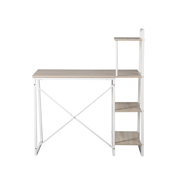 Homy Casa Pouchu 39.4-in White Modern/contemporary Computer Desk wtih Shelves