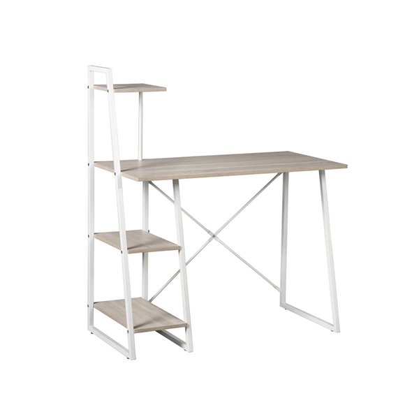 Homy Casa Pouchu 39.4-in White Modern/contemporary Computer Desk wtih Shelves