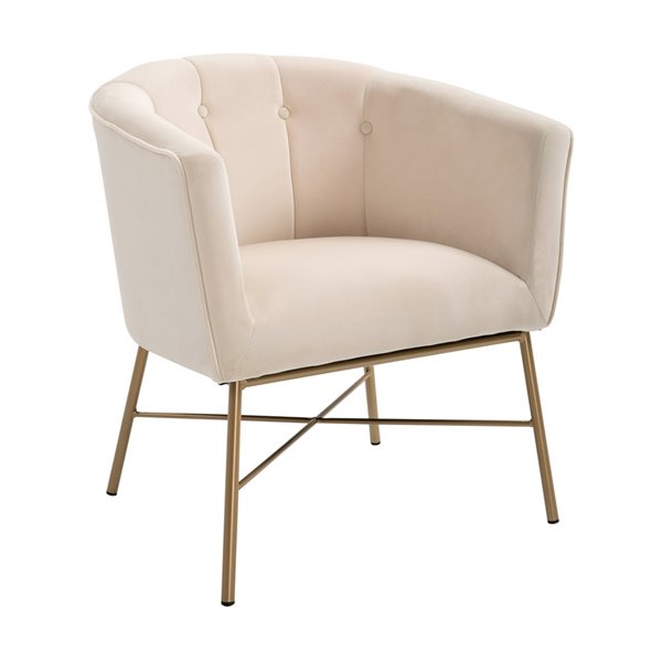 Furniturer Falette Modern Beige Velvet Accent Chair 0000800013926 Rona