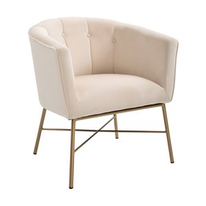 Homycasa Falette Modern Beige Velvet Accent Chair