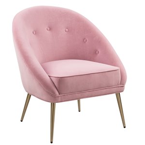 FurnitureR Contento Modern Pink Velvet Accent Chair