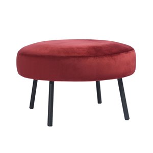 Ottoman moderne rond Nickeil en velours bourgogne par FurnitureR