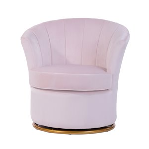 FurnitureR Peony Modern Pink Velvet Accent Chair