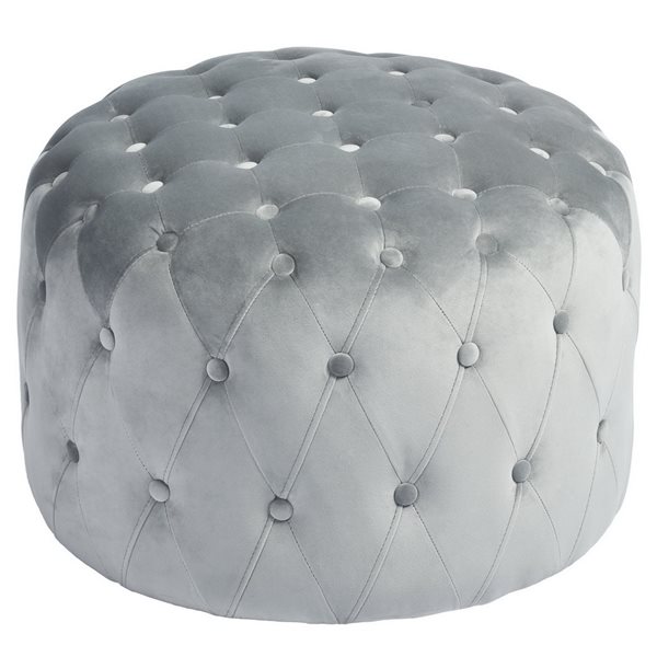 Velvet Upholstered Tuffet Grey Buttoned Round Footstools Tables Square Ottomans 