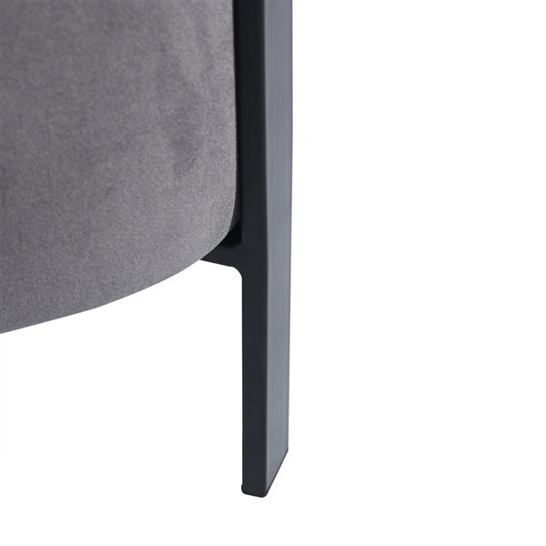 Homy Casa Bottega Modern Grey Velvet Square Ottoman with Integrated Storage