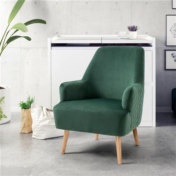 Fauteuil d'appoint moderne en velours Hutter de FurnitureR, vert