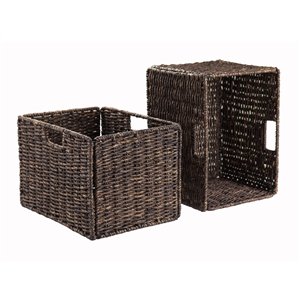 Winsome Wood 2-pack Granville Foldable Tall Chocolate Rattan Basket