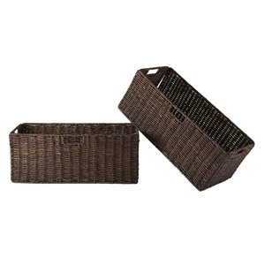 Ensemble de 2 paniers en rotin chocolat de grande taille Granville par Winsome Wood