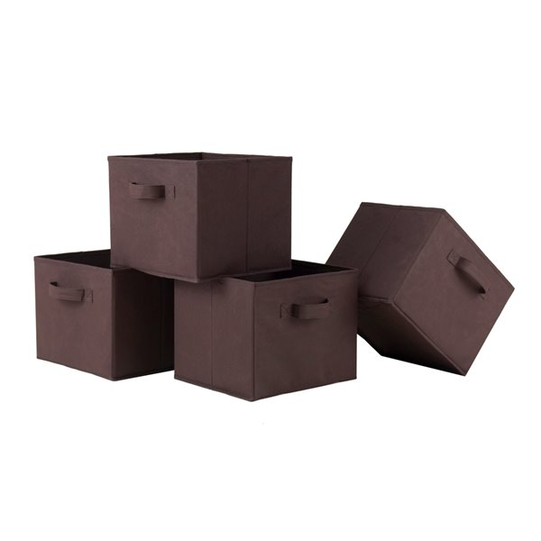 Winsome Wood 4-pack Capri Foldable Chocolate Fabric Basket