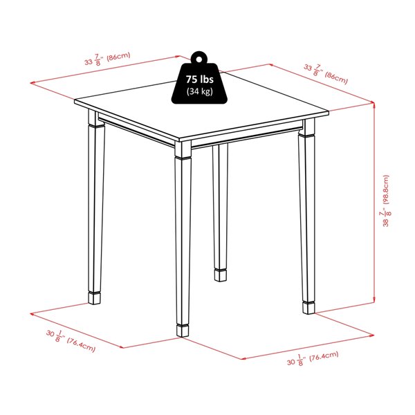 Winsome Wood Kingsgate Walnut Square Fixed Counter (35-in To 36-in H) Table , Wood With Walnut Wood Base