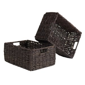 Ensemble de 2 paniers en rotin chocolat de taille moyenne Granville par Winsome Wood
