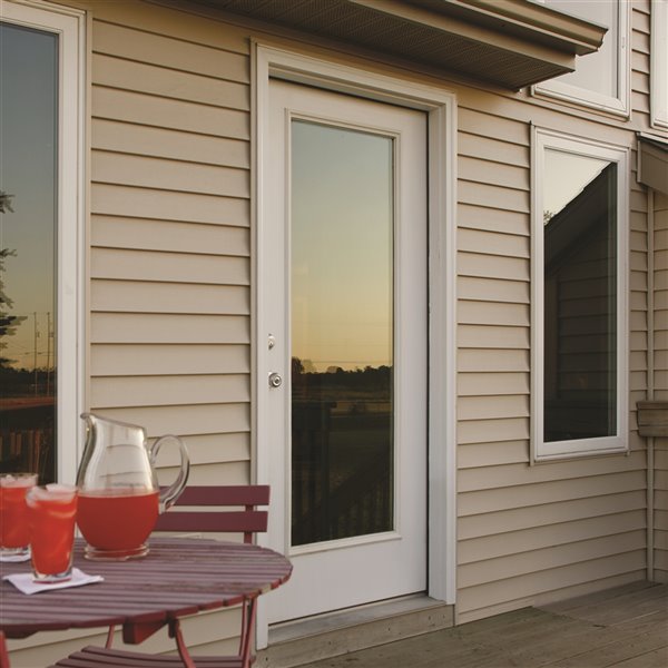 1-Lite Clear Low-E Glass 8-in x 48-in x 1-in Sidelight with White Frame