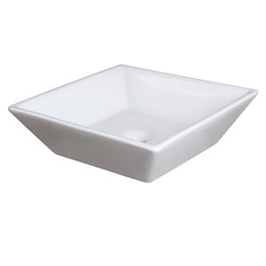 Fresca Torino White Ceramic Drop-in or Undermount Rectangular Bathroom Sink Drain Included ( 16-in X 16-in )