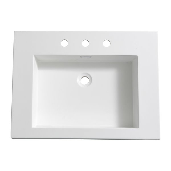 Fresca Potenza White Ceramic Drop-in or Undermount Rectangular Bathroom Sink Drain Included ( 20.38-in X 27.38-in )