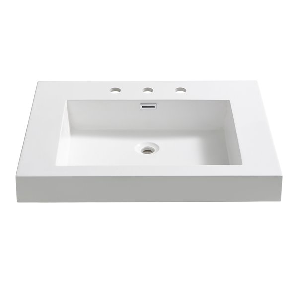 Fresca Potenza White Ceramic Drop-in or Undermount Rectangular Bathroom Sink Drain Included ( 20.38-in X 27.38-in )