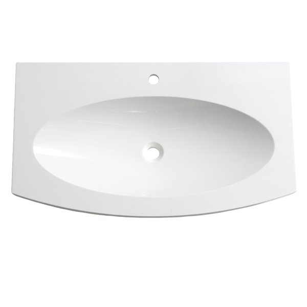 Fresca Energia White Ceramic Drop-in or Undermount Rectangular Bathroom Sink Drain Included ( 20.38-in X 36-in )