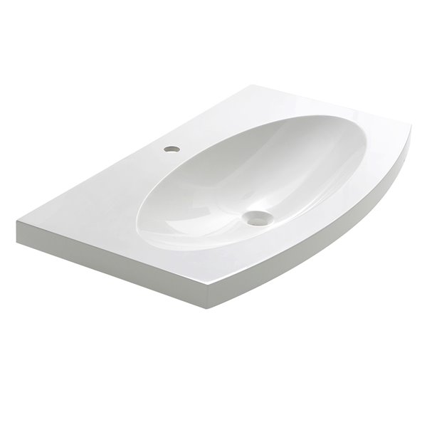 Fresca Energia White Ceramic Drop-in or Undermount Rectangular Bathroom Sink Drain Included ( 20.38-in X 36-in )
