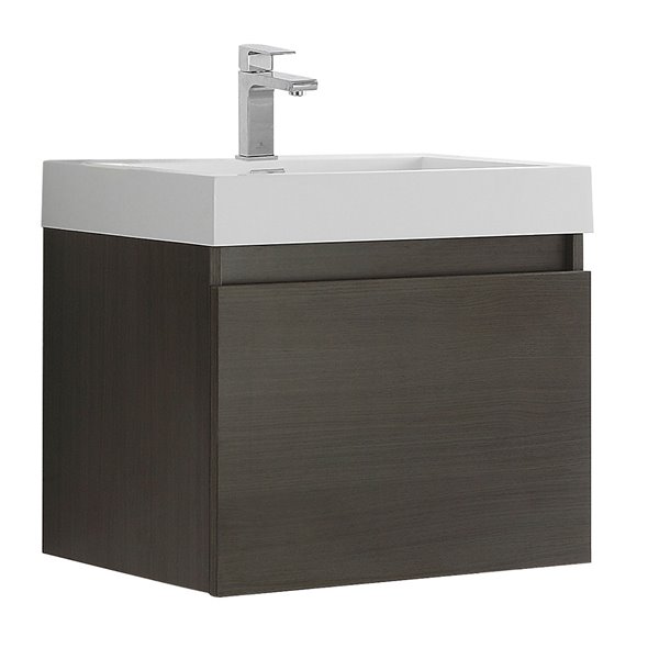 Fresca Senza 24-in Grey Oak Single Sink bathroom Vanity with White Acrylic Top