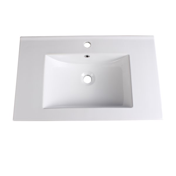 Fresca Torino White Ceramic Drop-in or Undermount Rectangular Bathroom Sink Drain Included ( 18.13-in X 30-in )