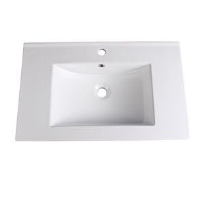 Fresca Torino White Ceramic Drop-in or Undermount Rectangular Bathroom Sink Drain Included ( 18.13-in X 30-in )