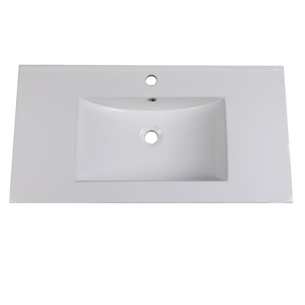 Fresca Allier White Ceramic Drop-in or Undermount Rectangular Bathroom Sink Drain Included ( 18.25-in X 36-in )