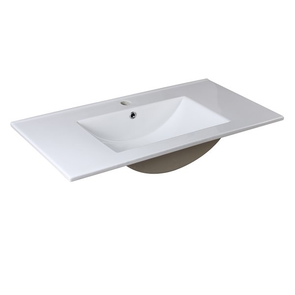 Fresca Allier White Ceramic Drop-in or Undermount Rectangular Bathroom Sink Drain Included ( 18.25-in X 36-in )