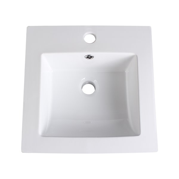 Fresca Allier White Ceramic Drop-in or Undermount Rectangular Bathroom Sink Drain Included ( 16.5-in X 16.25-in )