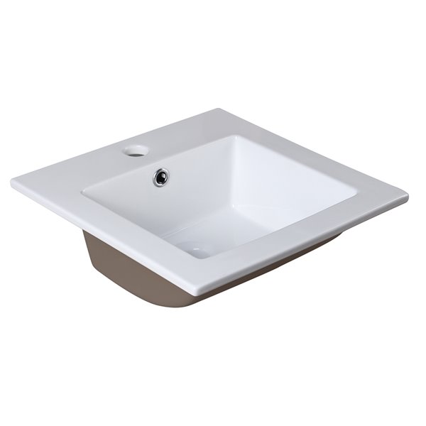 Fresca Allier White Ceramic Drop-in or Undermount Rectangular Bathroom Sink Drain Included ( 16.5-in X 16.25-in )