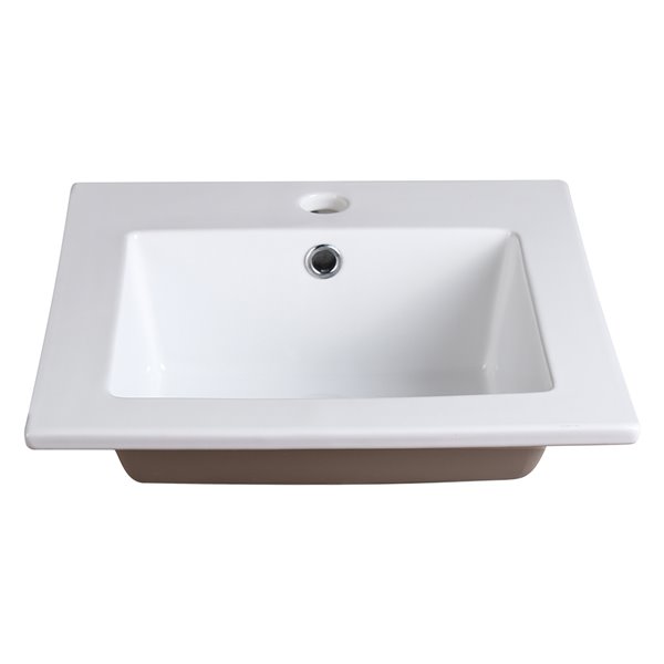 Fresca Allier White Ceramic Drop-in or Undermount Rectangular Bathroom Sink Drain Included ( 16.5-in X 16.25-in )