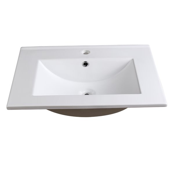 Fresca Torino White Ceramic Drop-in or Undermount Rectangular Bathroom Sink Drain Included ( 18.13-in X 24-in )