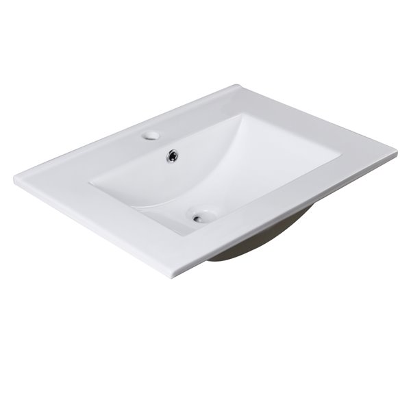 Fresca Torino White Ceramic Drop-in or Undermount Rectangular Bathroom Sink Drain Included ( 18.13-in X 24-in )
