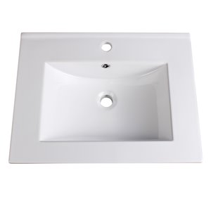 Fresca Torino White Ceramic Drop-in or Undermount Rectangular Bathroom Sink Drain Included ( 18.13-in X 24-in )