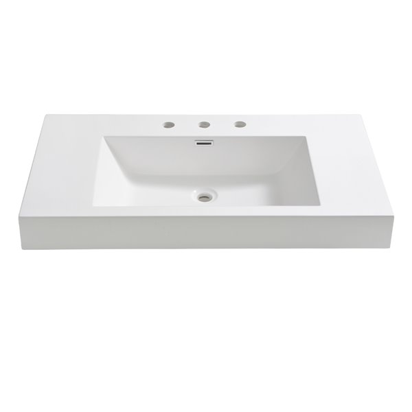 Fresca Vista White Ceramic Drop-in or Undermount Rectangular Bathroom Sink Drain Included ( 18.75-in X 35.38-in )