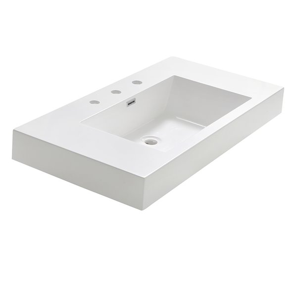 Fresca Vista White Ceramic Drop-in or Undermount Rectangular Bathroom Sink Drain Included ( 18.75-in X 35.38-in )