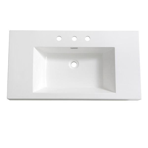 Fresca Vista White Ceramic Drop-in or Undermount Rectangular Bathroom Sink Drain Included ( 18.75-in X 35.38-in )