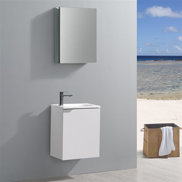 Fresca Valencia 19 7 In Glossy White, Bathroom Vanity With Sink And Faucet Included