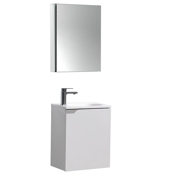 Fresca Valencia 19 7 In Glossy White, Bathroom Vanity With Sink And Faucet Included