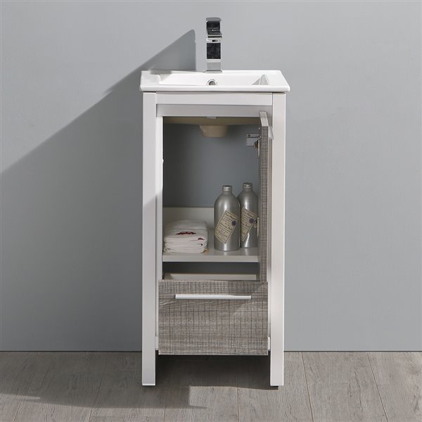 Fresca Allier 16-in Ash Grey Single Sink bathroom Vanity with White Ceramic Top