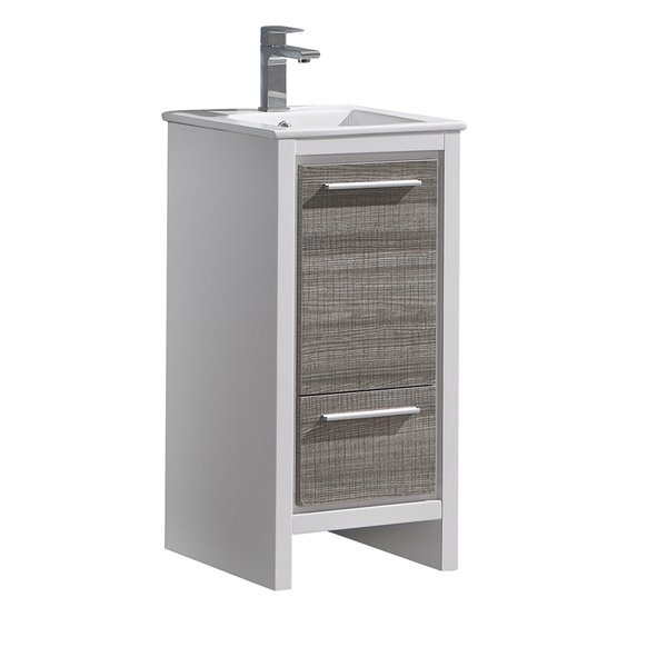 Fresca Allier 16-in Ash Grey Single Sink bathroom Vanity with White Ceramic Top