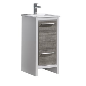 Fresca Allier 16-in Ash Grey Single Sink bathroom Vanity with White Ceramic Top