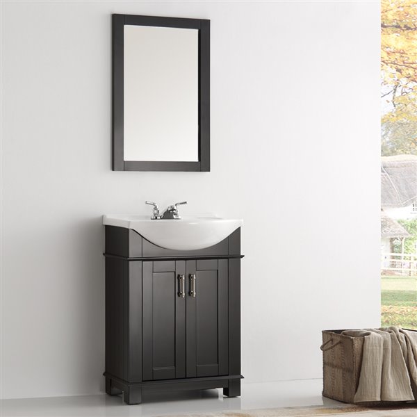 Fresca Hartford 23.6-in Black Single Sink bathroom Vanity with White Ceramic Top