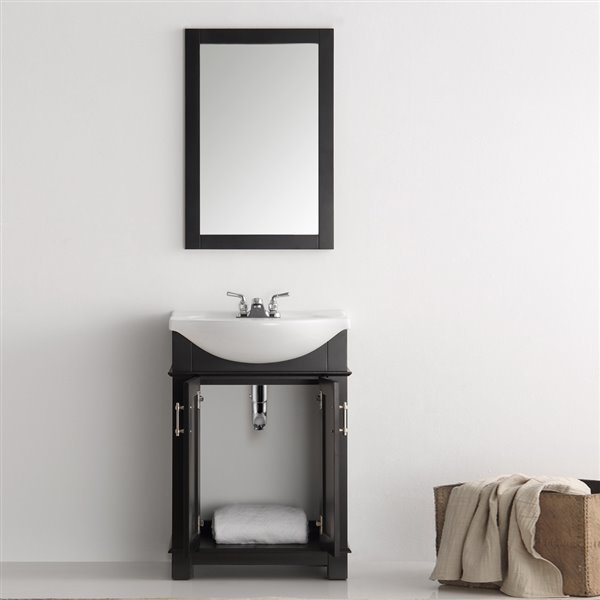 Fresca Hartford 23.6-in Black Single Sink bathroom Vanity with White Ceramic Top