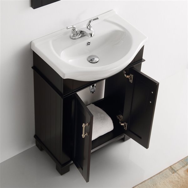 Fresca Hartford 23.6-in Black Single Sink bathroom Vanity with White Ceramic Top