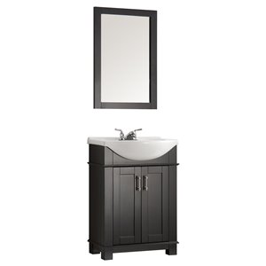 Fresca Hartford 23.6-in Black Single Sink bathroom Vanity with White Ceramic Top