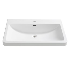 Fresca Milano White Ceramic Drop-in or Undermount Rectangular Bathroom Sink Drain Included ( 20.5-in X 31.5-in )