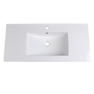 Fresca Allier White Ceramic Drop-in or Undermount Rectangular Bathroom Sink Drain Included ( 18.25-in X 39.38-in )